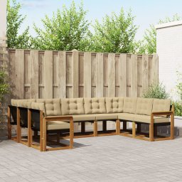 vidaXL Buiten bankenset 9 st Natuurlijk en Beige