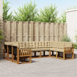 vidaXL Buiten bankenset 9 st Natuurlijk en Beige