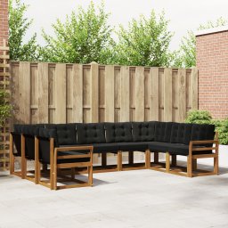 vidaXL Buiten bankenset 9 st Natuurlijk en Zwart