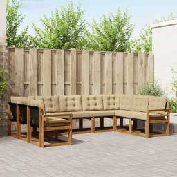 vidaXL Buiten bankenset 9 st Natuurlijk en Beige