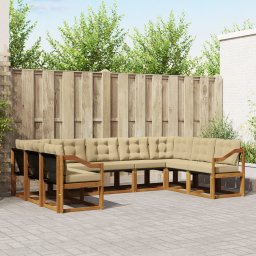 vidaXL Buiten bankenset 9 st Natuurlijk en Beige