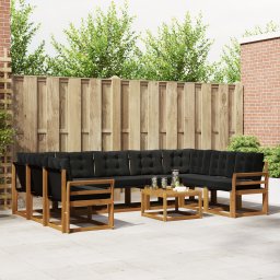 vidaXL Buiten bankenset 10 st Natuurlijk en Zwart