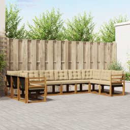 vidaXL Buiten bankenset 10 st Natuurlijk en Beige