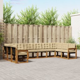 vidaXL Buiten bankenset 10 st Natuurlijk en Beige