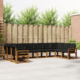vidaXL Buiten bankenset 10 st Natuurlijk en Zwart