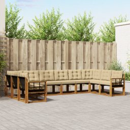 vidaXL Buiten bankenset 10 st Natuurlijk en Beige