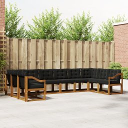 vidaXL Buiten bankenset 10 st Natuurlijk en Zwart