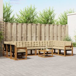 vidaXL Buiten bankenset 11 st Natuurlijk en Beige