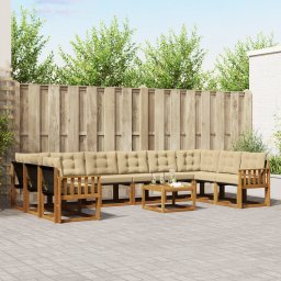 vidaXL Buiten bankenset 11 st Natuurlijk en Beige