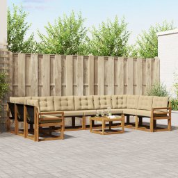 vidaXL Buiten bankenset 11 st Natuurlijk en Beige