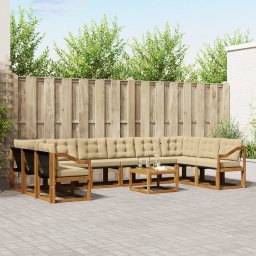 vidaXL Buiten bankenset 11 st Natuurlijk en Beige