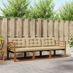 vidaXL Buiten bankenset 3 st Natuurlijk en Beige