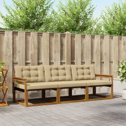 vidaXL Buiten bankenset 3 st Natuurlijk en Beige