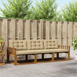 vidaXL Buiten bankenset 3 st Natuurlijk en Beige