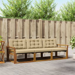 vidaXL Buiten bankenset 3 st Natuurlijk en Beige