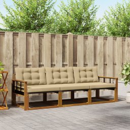 vidaXL Buiten bankenset 3 st Natuurlijk en Beige
