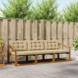 vidaXL Buiten bankenset 3 st Natuurlijk en Beige