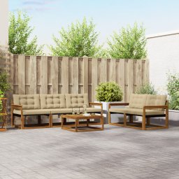 vidaXL Buiten bankenset 6 st Natuurlijk en Beige