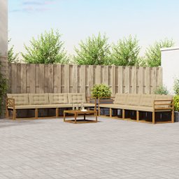 vidaXL Buiten bankenset 9 st Natuurlijk en Beige