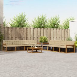 vidaXL Buiten bankenset 9 st Natuurlijk en Beige