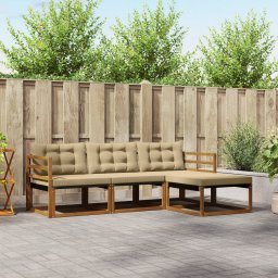 vidaXL Buiten bankenset 4 st Natuurlijk en Beige