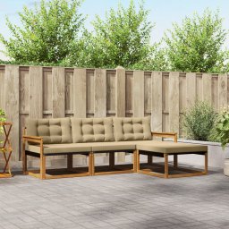 vidaXL Buiten bankenset 4 st Natuurlijk en Beige