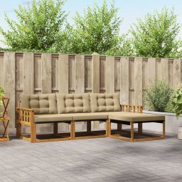 vidaXL Buiten bankenset 4 st Natuurlijk en Beige