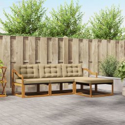 vidaXL Buiten bankenset 4 st Natuurlijk en Beige