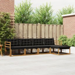 vidaXL Buiten bankenset 5 st Natuurlijk en Zwart