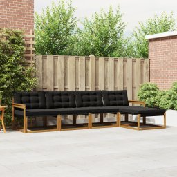 vidaXL Buiten bankenset 5 st Natuurlijk en Zwart
