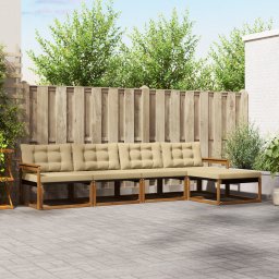 vidaXL Buiten bankenset 5 st Natuurlijk en Beige