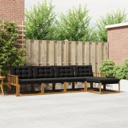 vidaXL Buiten bankenset 5 st Natuurlijk en Zwart