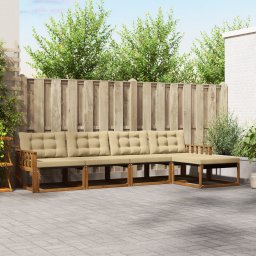 vidaXL Buiten bankenset 5 st Natuurlijk en Beige