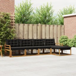 vidaXL Buiten bankenset 5 st Natuurlijk en Zwart