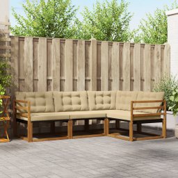vidaXL Buiten bankenset 4 st Natuurlijk en Beige