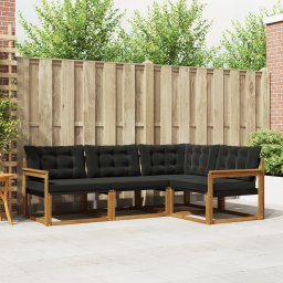 vidaXL Buiten bankenset 4 st Natuurlijk en Zwart