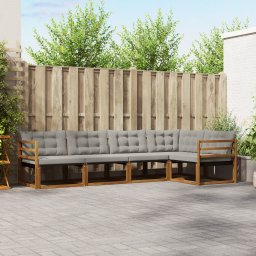 vidaXL Buiten bankenset 5 st Natuurlijk en Lichtgrijs