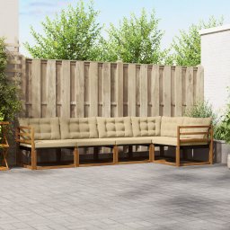 vidaXL Buiten bankenset 5 st Natuurlijk en Beige