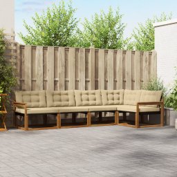 vidaXL Buiten bankenset 5 st Natuurlijk en Beige