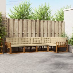 vidaXL Buiten bankenset 5 st Natuurlijk en Beige