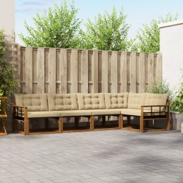 vidaXL Buiten bankenset 5 st Natuurlijk en Beige