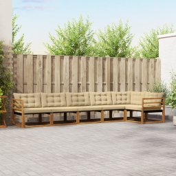 vidaXL Buiten bankenset 6 st Natuurlijk en Beige