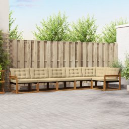 vidaXL Buiten bankenset 6 st Natuurlijk en Beige