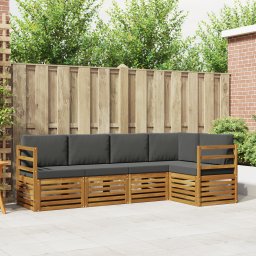 vidaXL Hoekbank Set 5 pcs Natuurlijk en Antraciet Massief Acaciahout