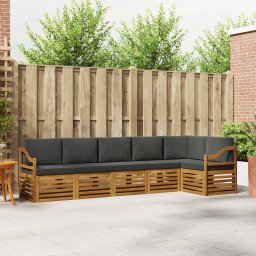 vidaXL Hoekbank Set 6 pcs Natuurlijk en Antraciet Massief Acaciahout