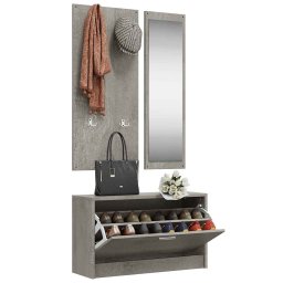 vidaXL Schoenenkastset 3-in-1 bewerkt hout betongrijs