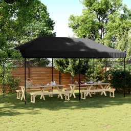 vidaXL Partytent 292 x 580 x 315 cm Zwart Oxford Stof
