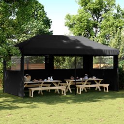 vidaXL Partytent 292 x 580 x 315 cm Zwart Oxford Stof