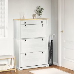 vidaXL Schoenenkast Corona Wit 99 x 32 x 138 cm Massief grenenhout