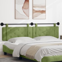 vidaXL Hangend hoofdbord Lichtgroen Fluweel